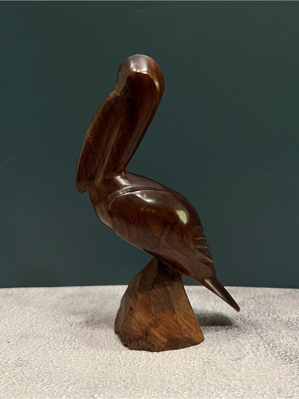 Vintage Mid Century Modern Ironwood Pelican Sculpture MCM Nautical Coastal